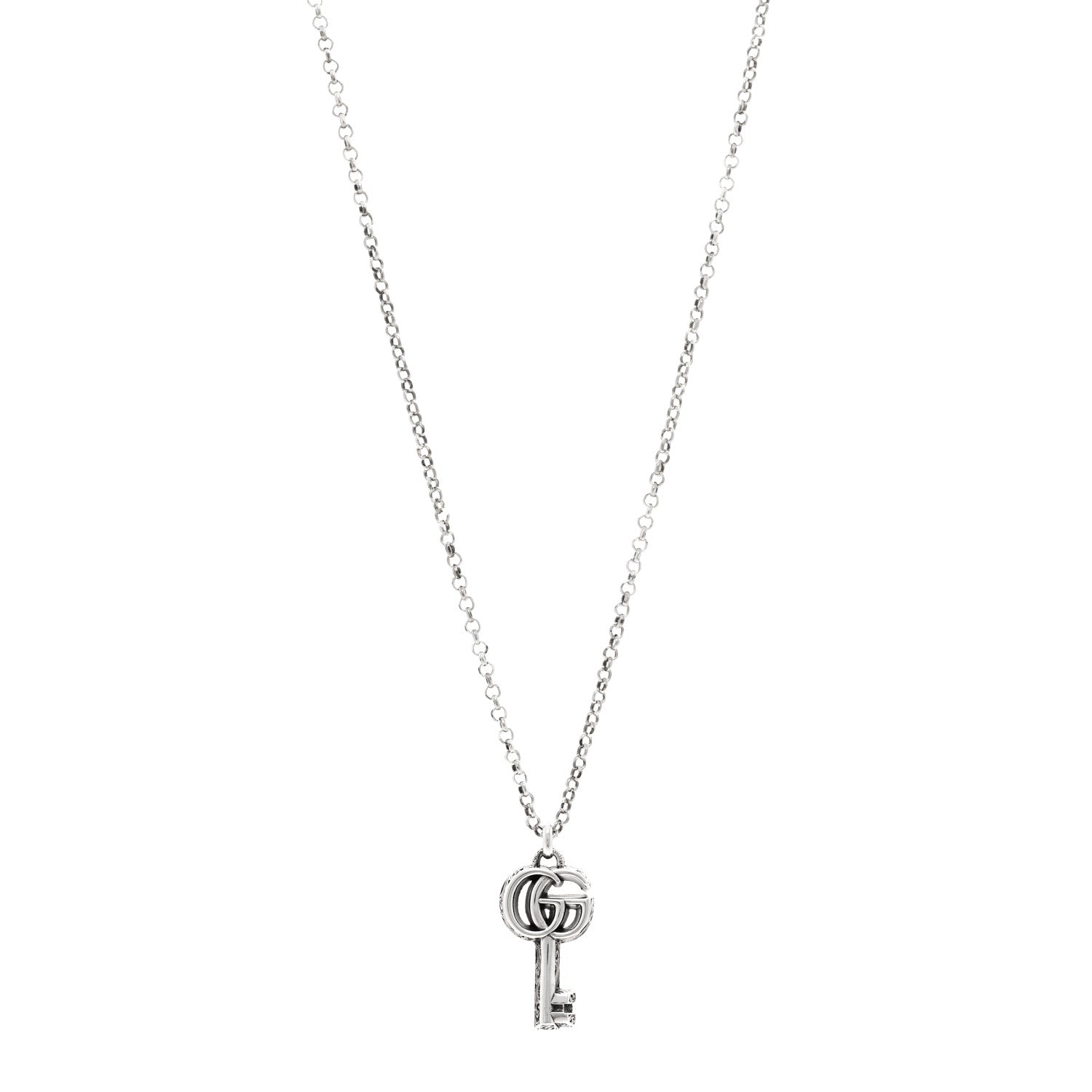 Sterling Silver Double G Key Pendant Necklace
