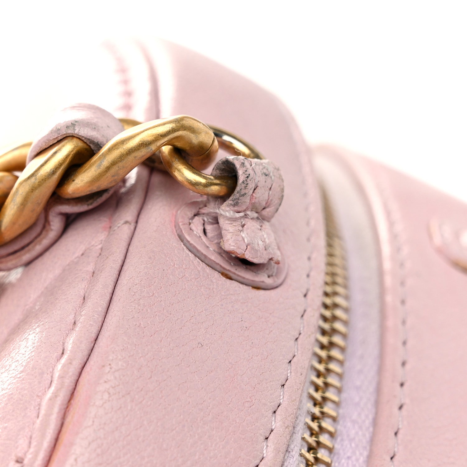 Lambskin Quilted Chanel 19 Round Clutch With Chain Pink