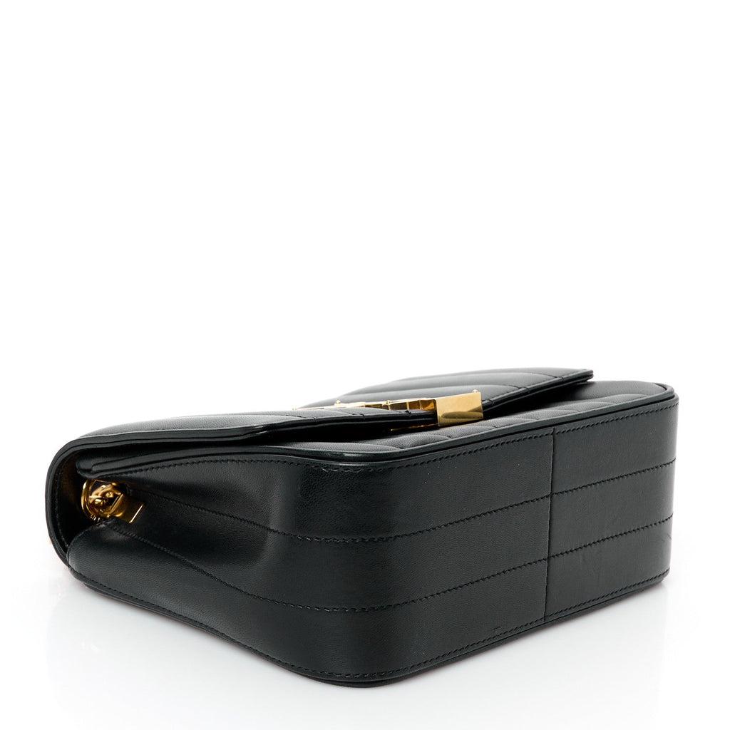 Lambskin Matelasse Monogram Medium Vicky Chain Bag Black