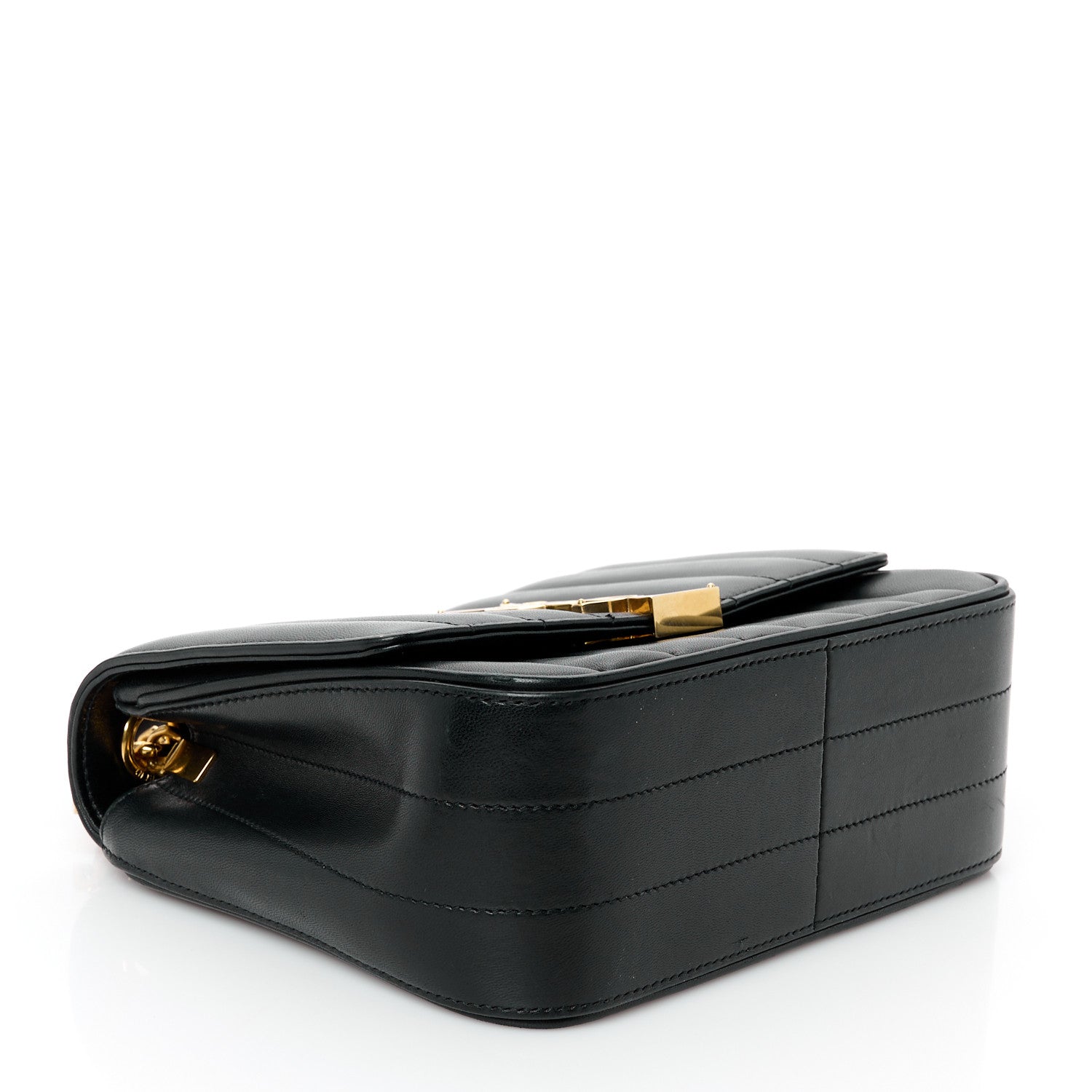 Lambskin Matelasse Monogram Medium Vicky Chain Bag Black