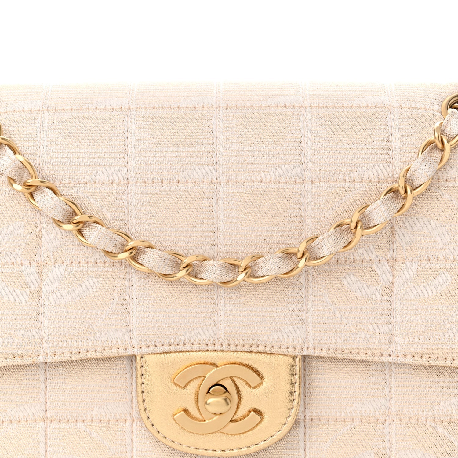 Metallic Nylon Medium Travel Flap Light Gold