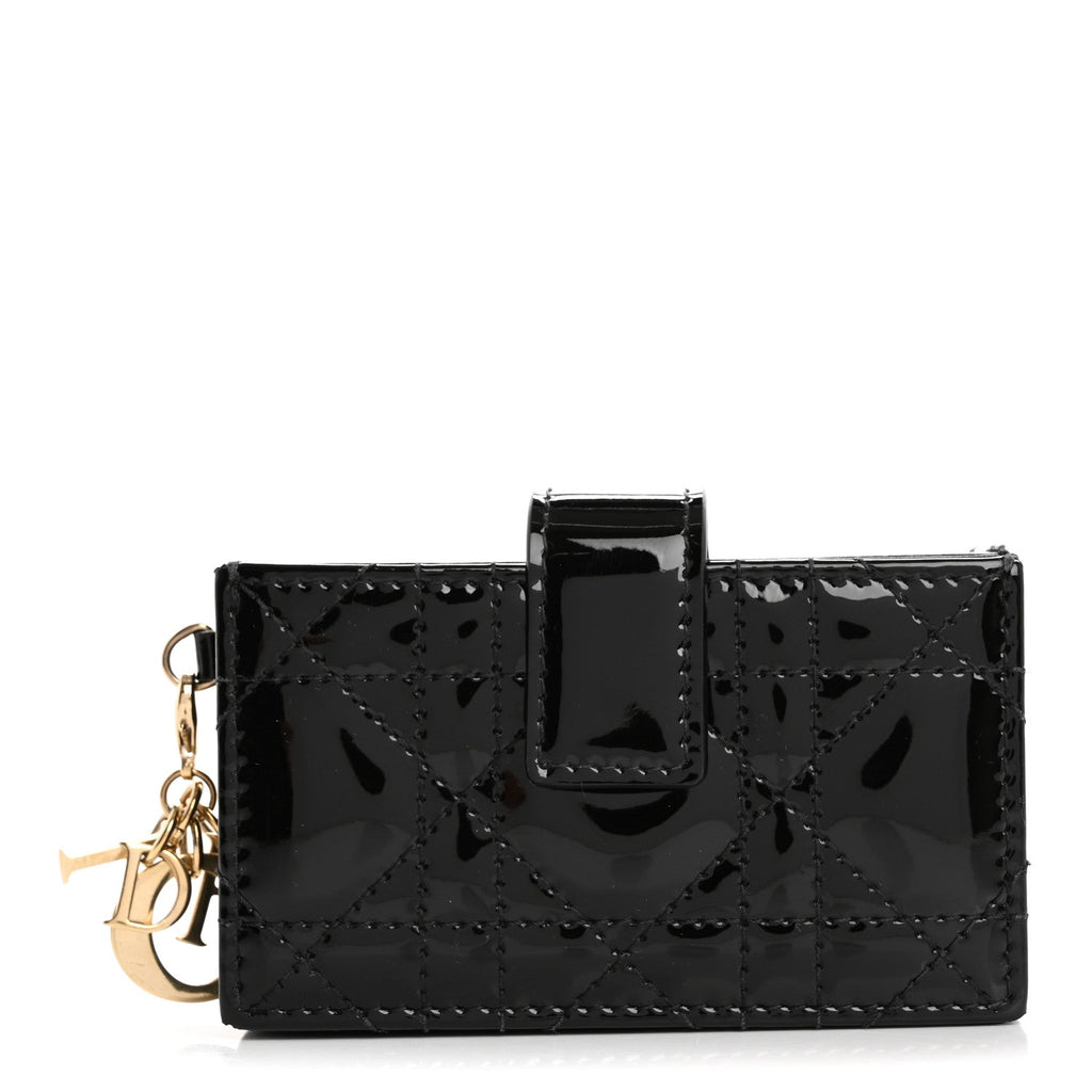 Patent Cannage Lady Dior 5-Gusset  Holder Black
