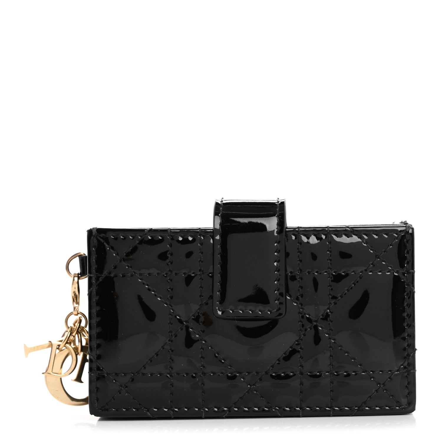 Patent Cannage Lady Dior 5-Gusset  Holder Black