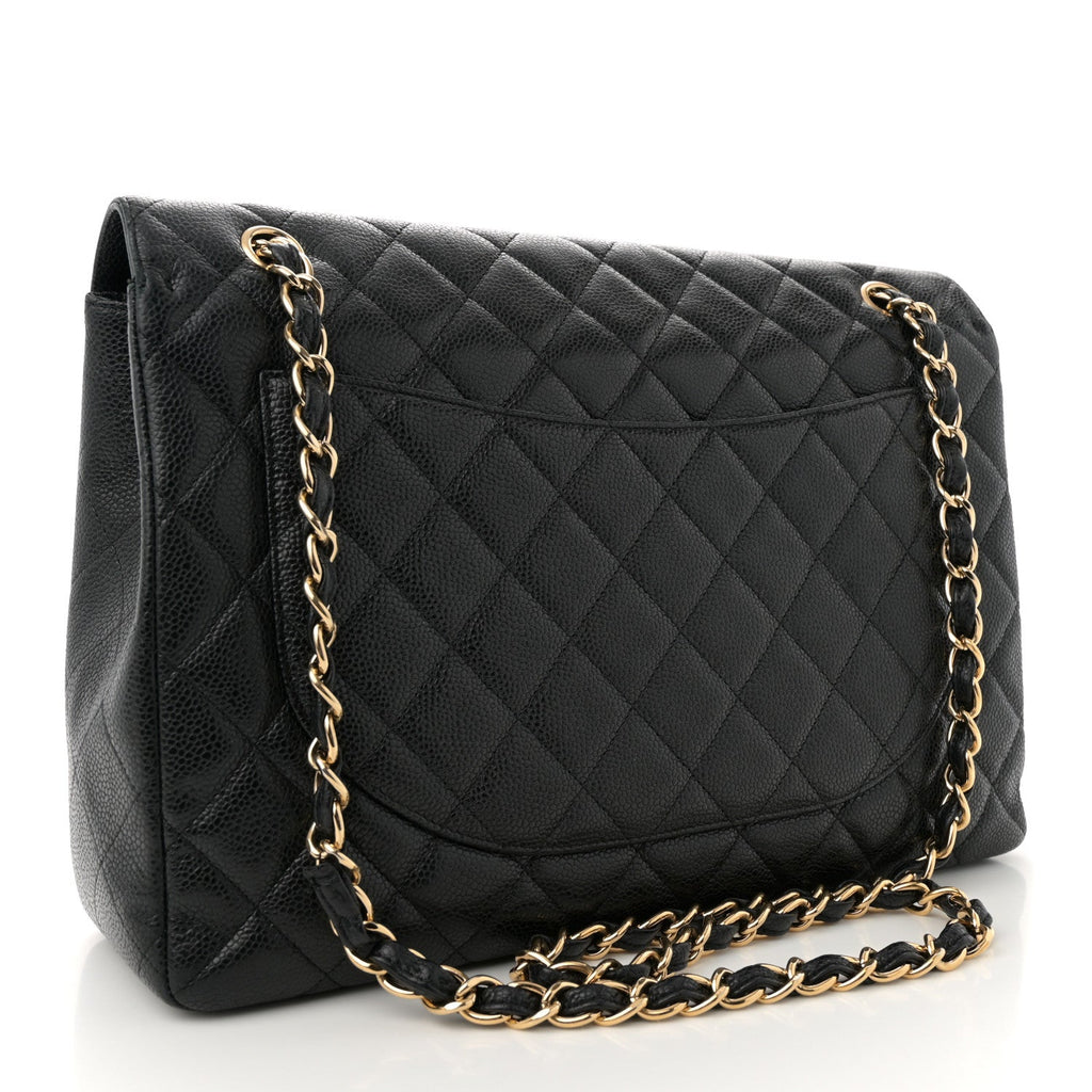 Caviar Quilted Maxi Single Flap Black