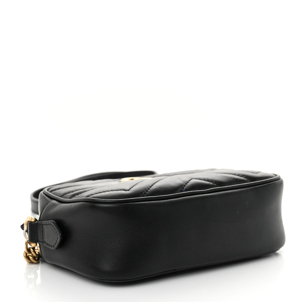 Calfskin Matelasse Mini GG Marmont Chain Shoulder Bag Black
