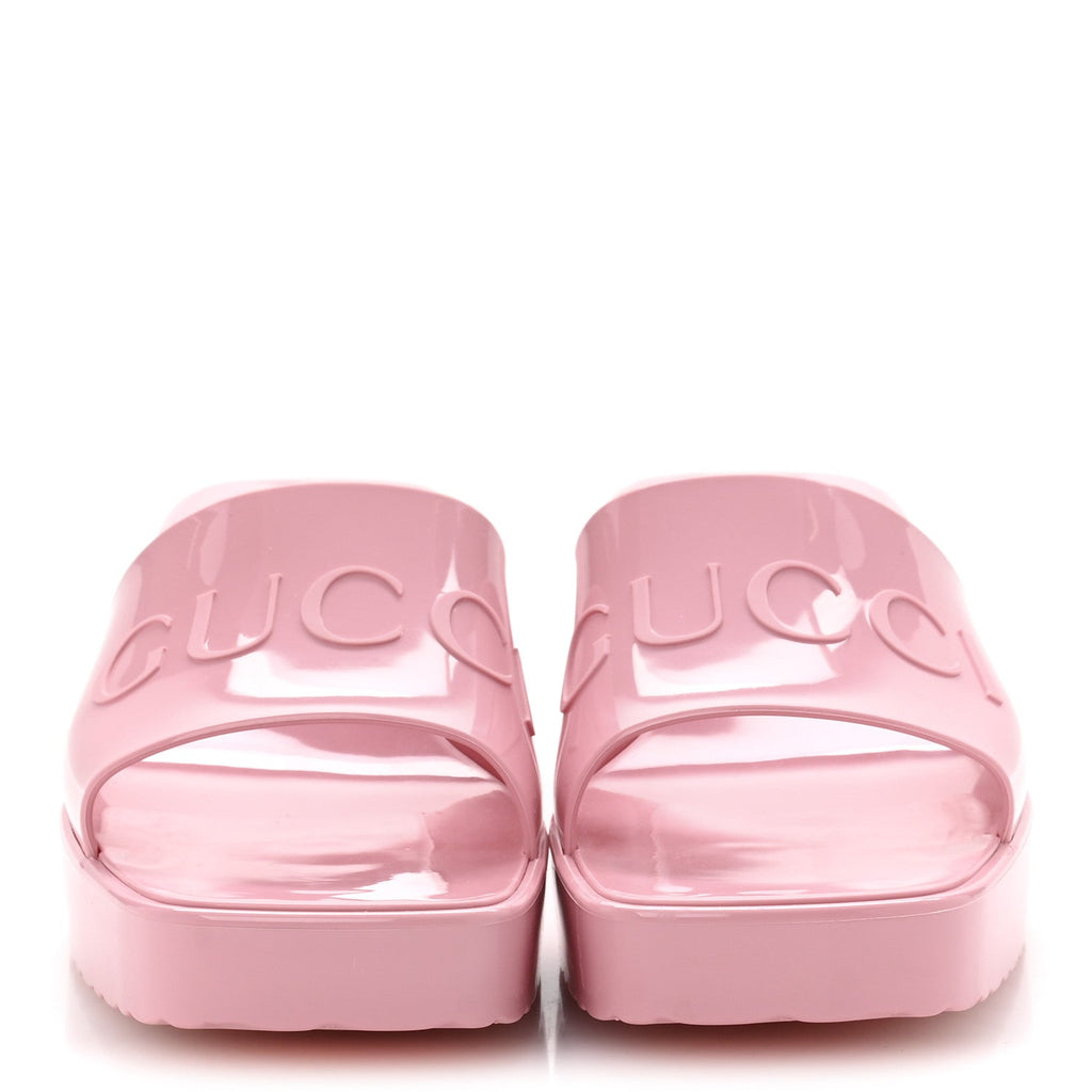 Rubber Gucci Logo Womens Platform 20/60mm Slide Sandals 39 Wild Rose