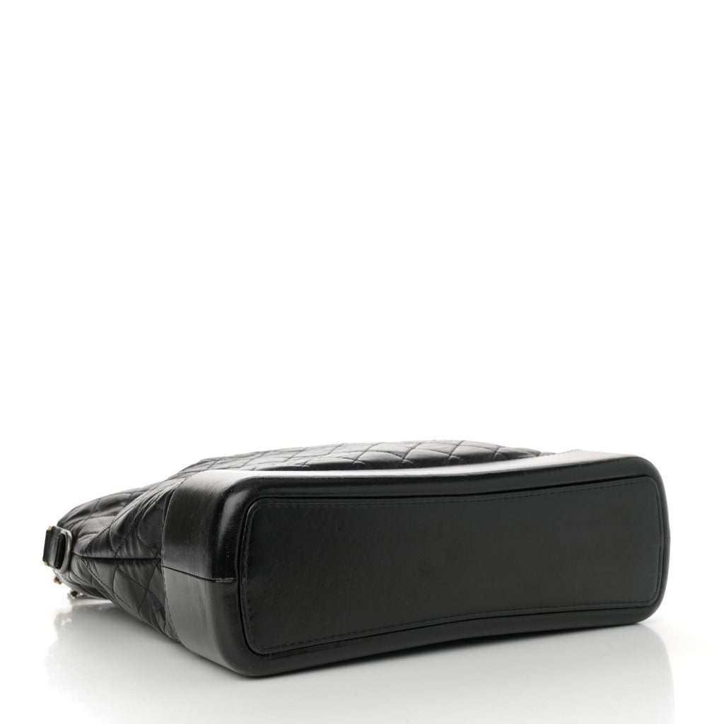 Aged Calfskin Quilted Maxi Gabrielle Hobo Black