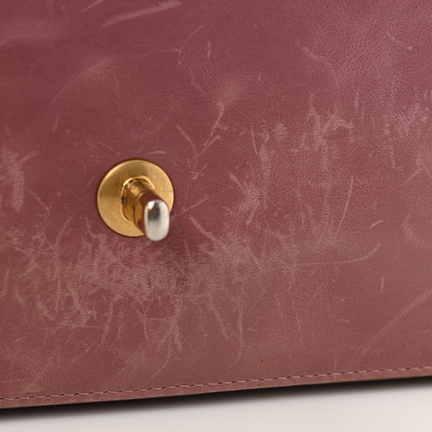 Calfskin Quilted Straight Lined Flap Purple