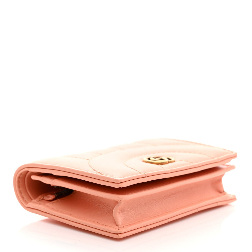 Calfskin Vertical Ring Matelasse GG Marmont  Case Wallet Peachy Chic