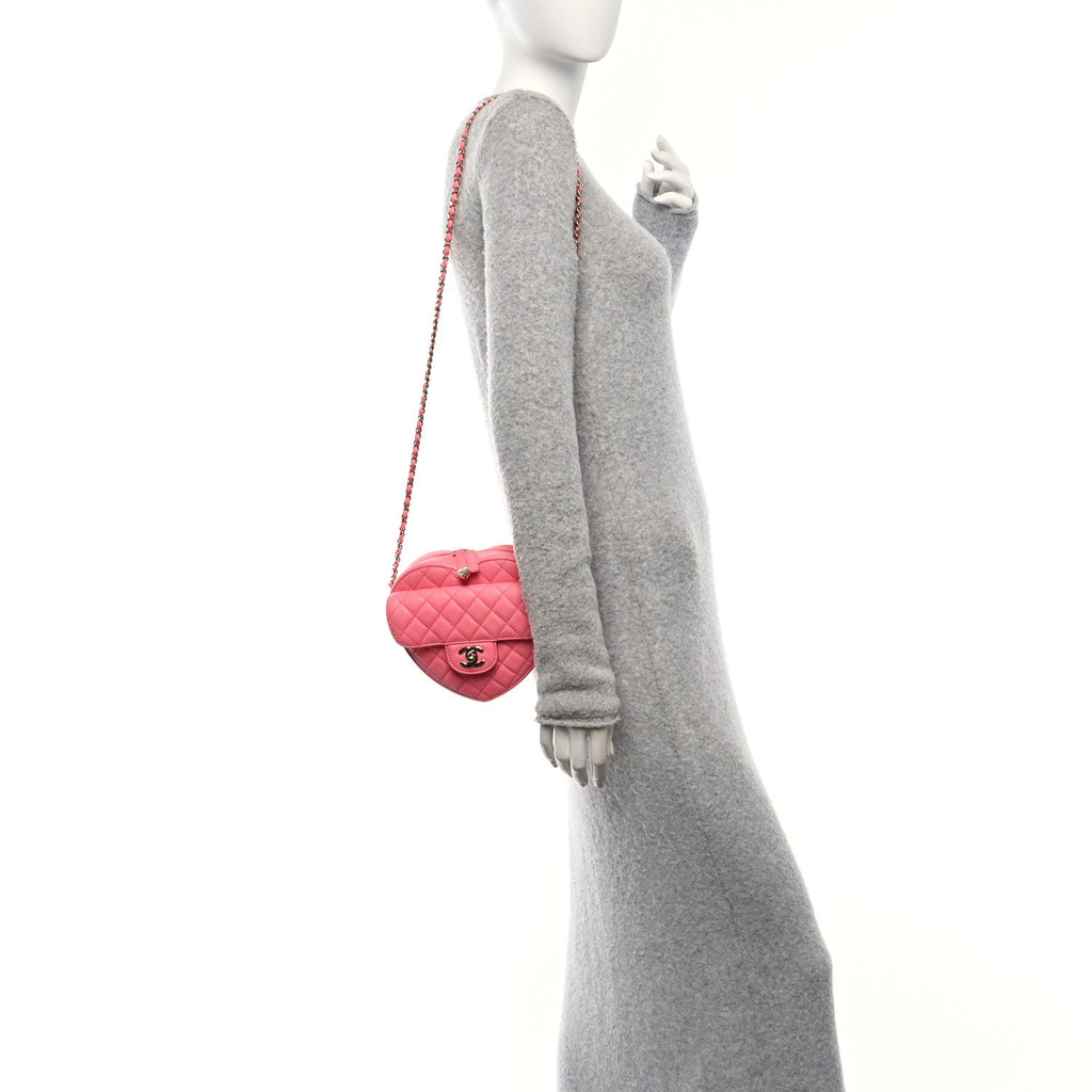 Lambskin Quilted CC In Love Heart Bag Pink