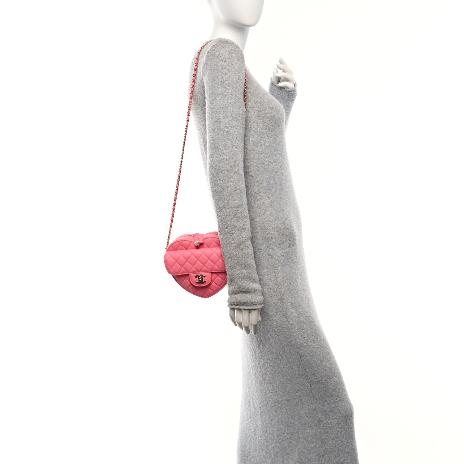 Lambskin Quilted CC In Love Heart Bag Pink