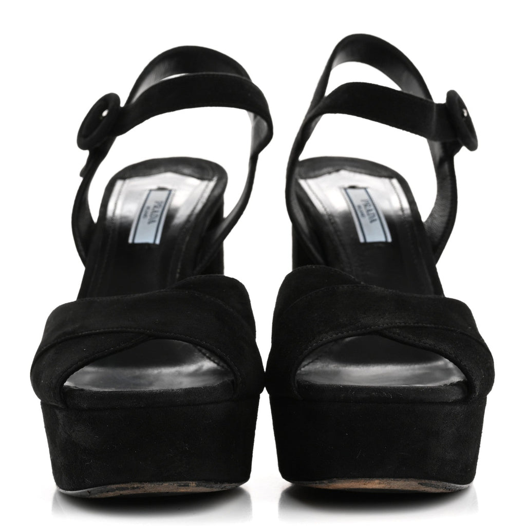 Suede Platform Sandals 39 Black