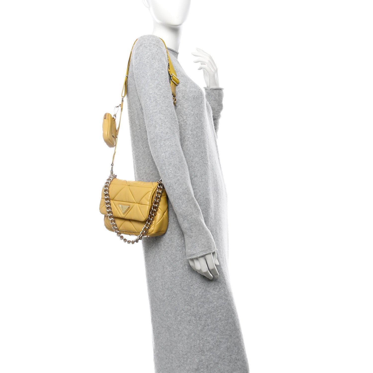 Nappa Re-Nylon Triangle Quilted Patchwork System Flap Shoulder Bag Ginestra