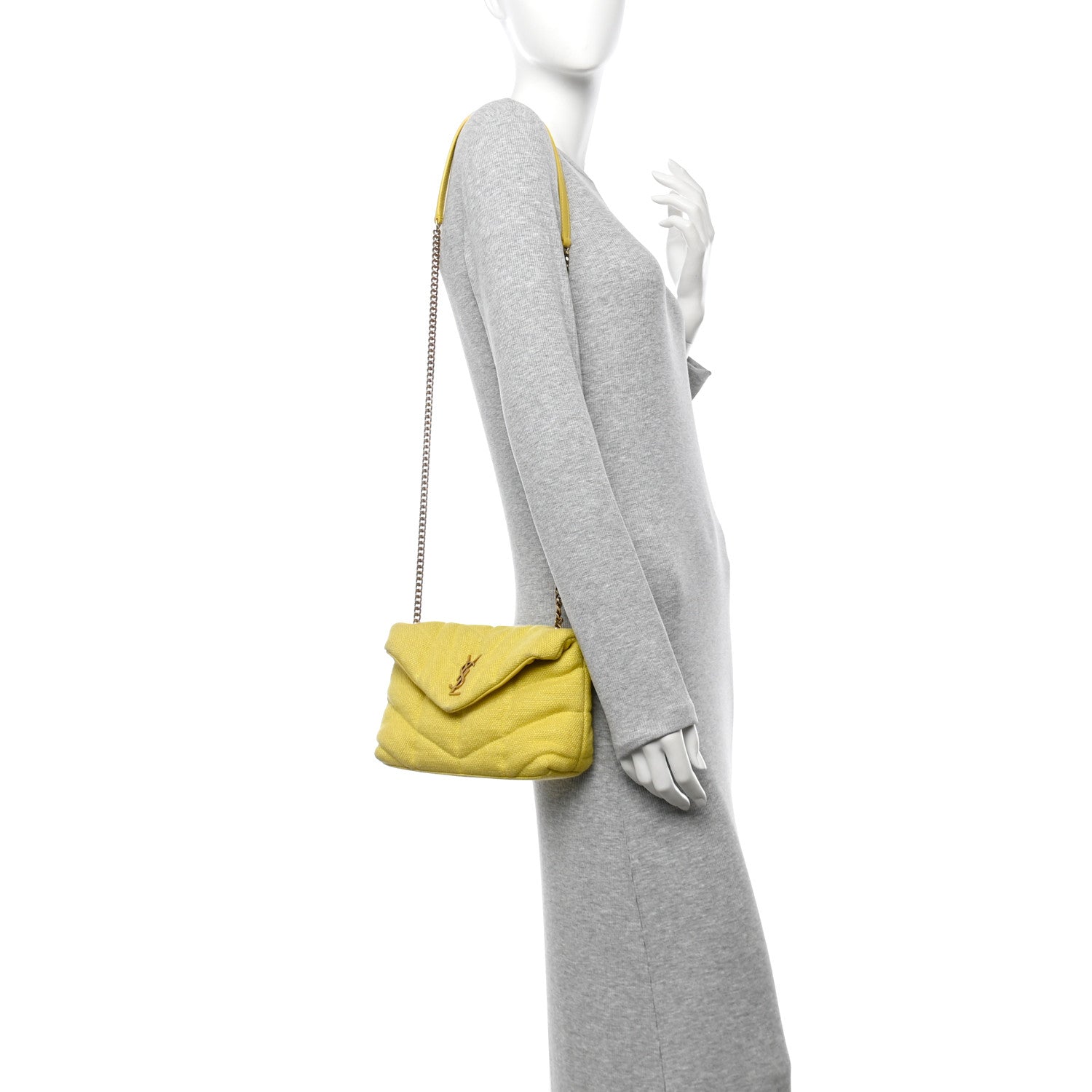 Canvas Quilted Toy Loulou Puffer Monogram Chain Satchel Jaune Citron