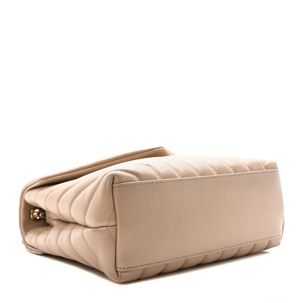 Calfskin Y Quilted Monogram Small Loulou Chain Satchel Dark Beige