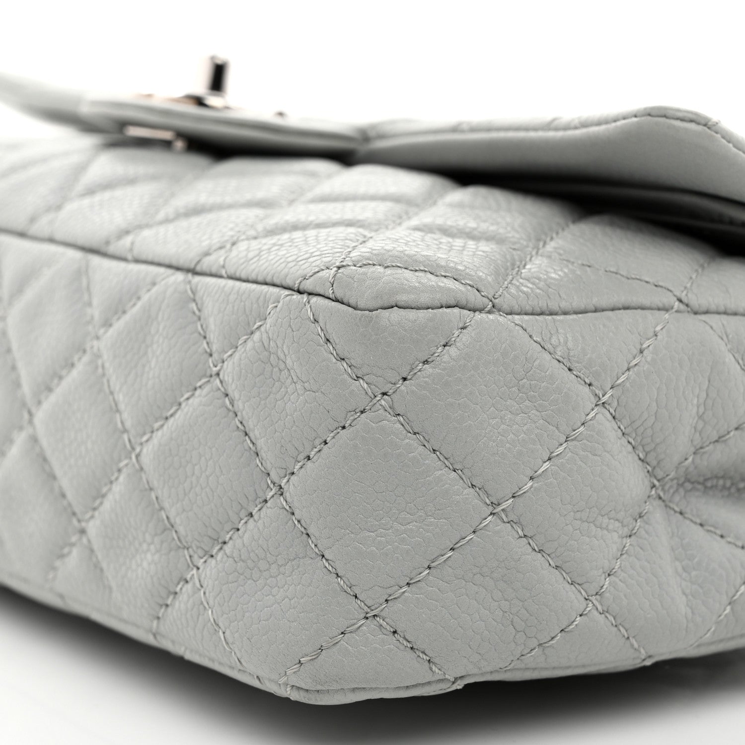 Washed Caviar Quilted Medium Double Flap Light Blue