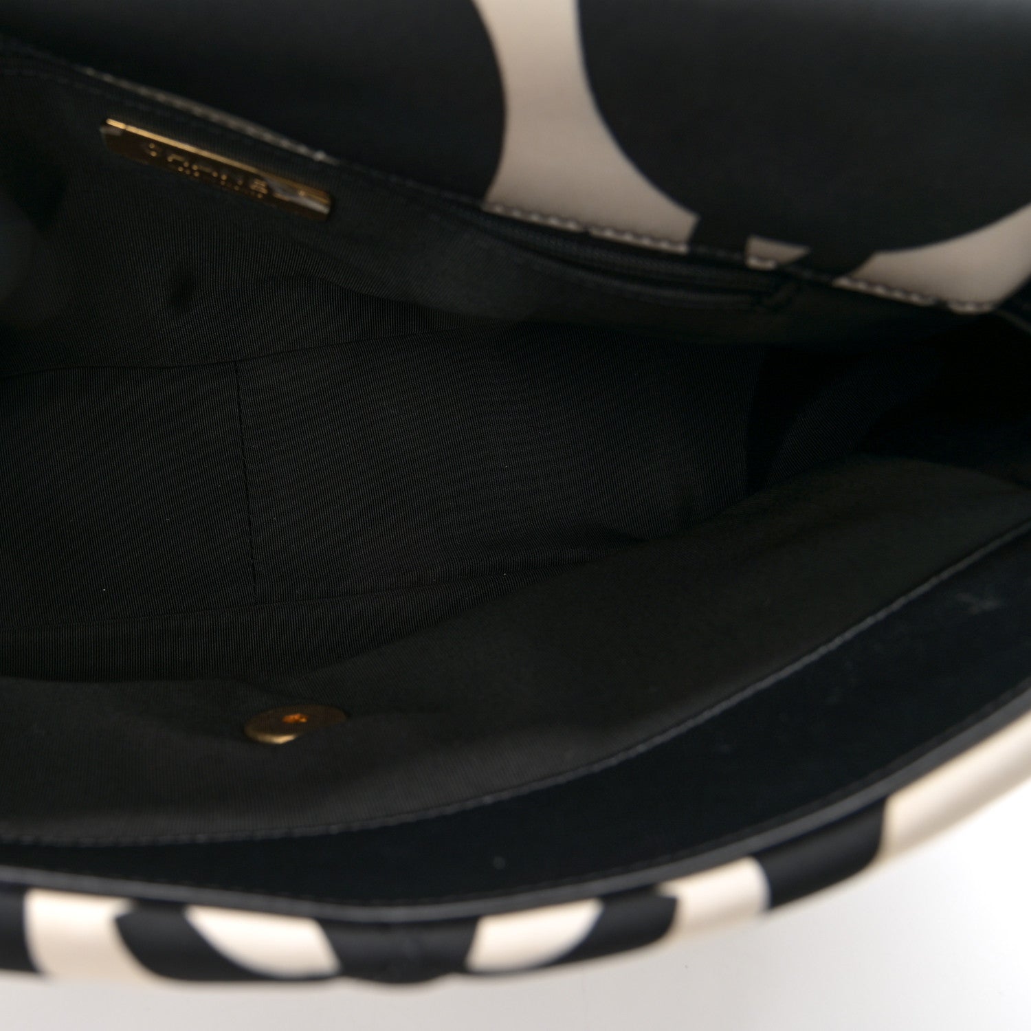 Fabric Printed Large Chanel 19 Flap Black Ecru