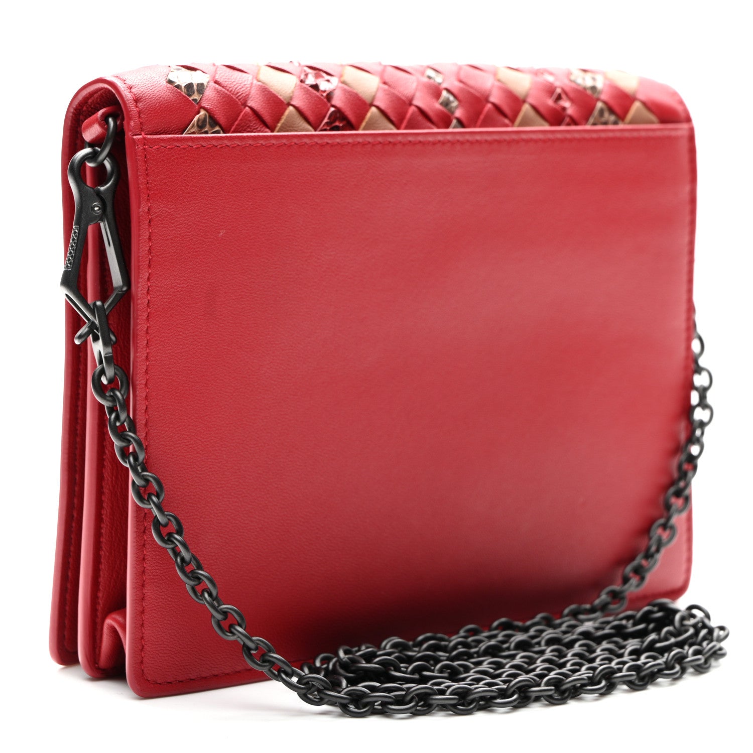 Nappa Intrecciato Snakeskin Stained Glass Montebello Crossbody Red Multicolor