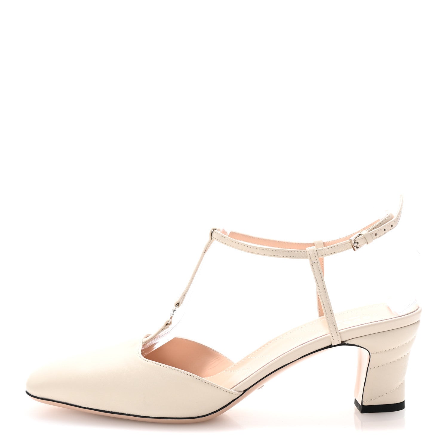 Nappa Charlotte Petite GG 55mm Slingback Pumps 41 New Mystic White