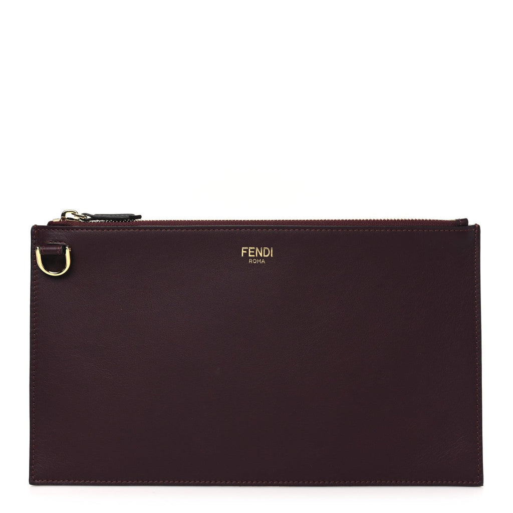 Vitello Seta Medium Flat Pouch Granata