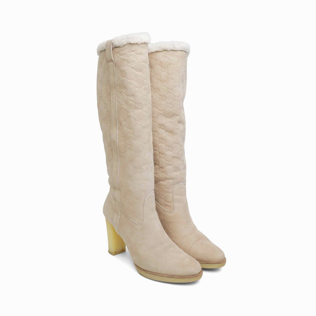 Gucci Suede Monogram Boots - Women's 11