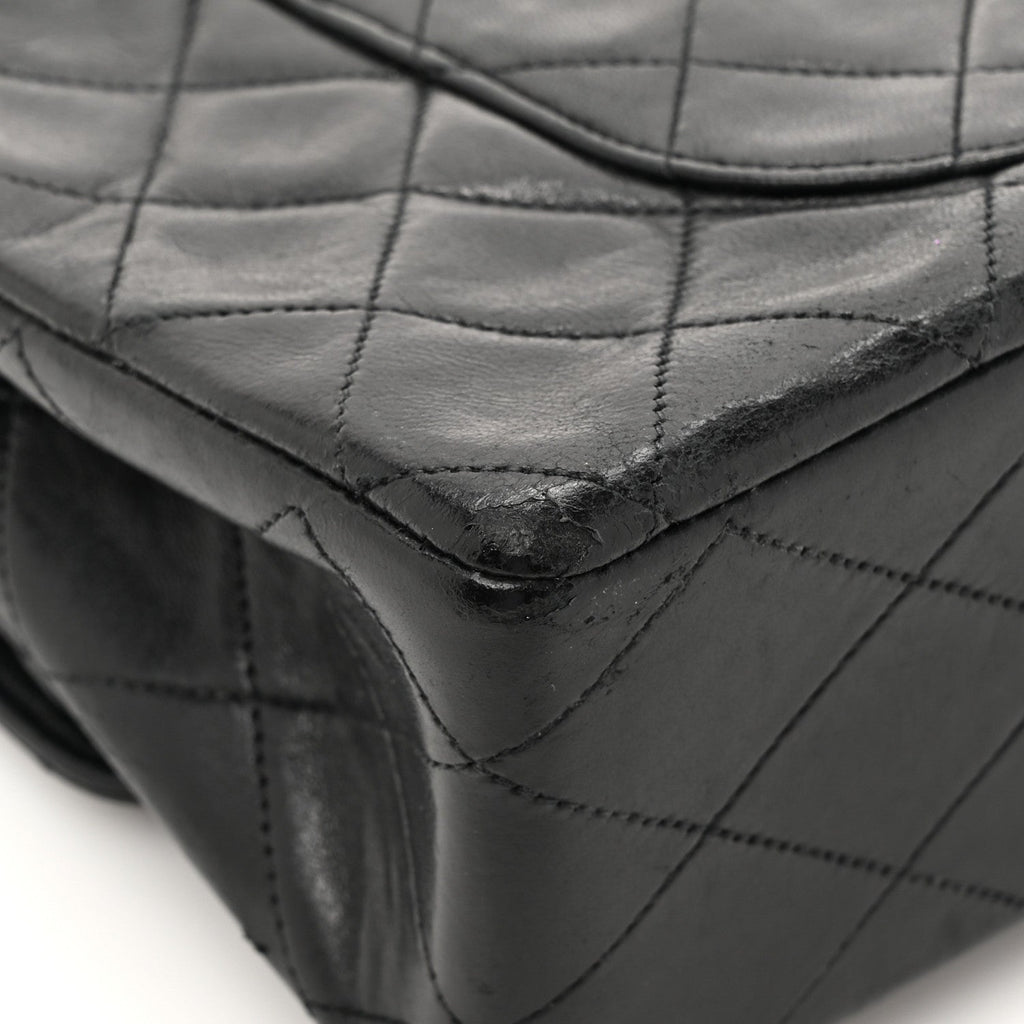 Lambskin Quilted Medium Double Flap Black