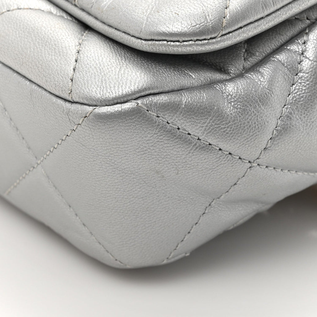 Metallic Goatskin Quilted Chanel 19 Waist Bag Silver