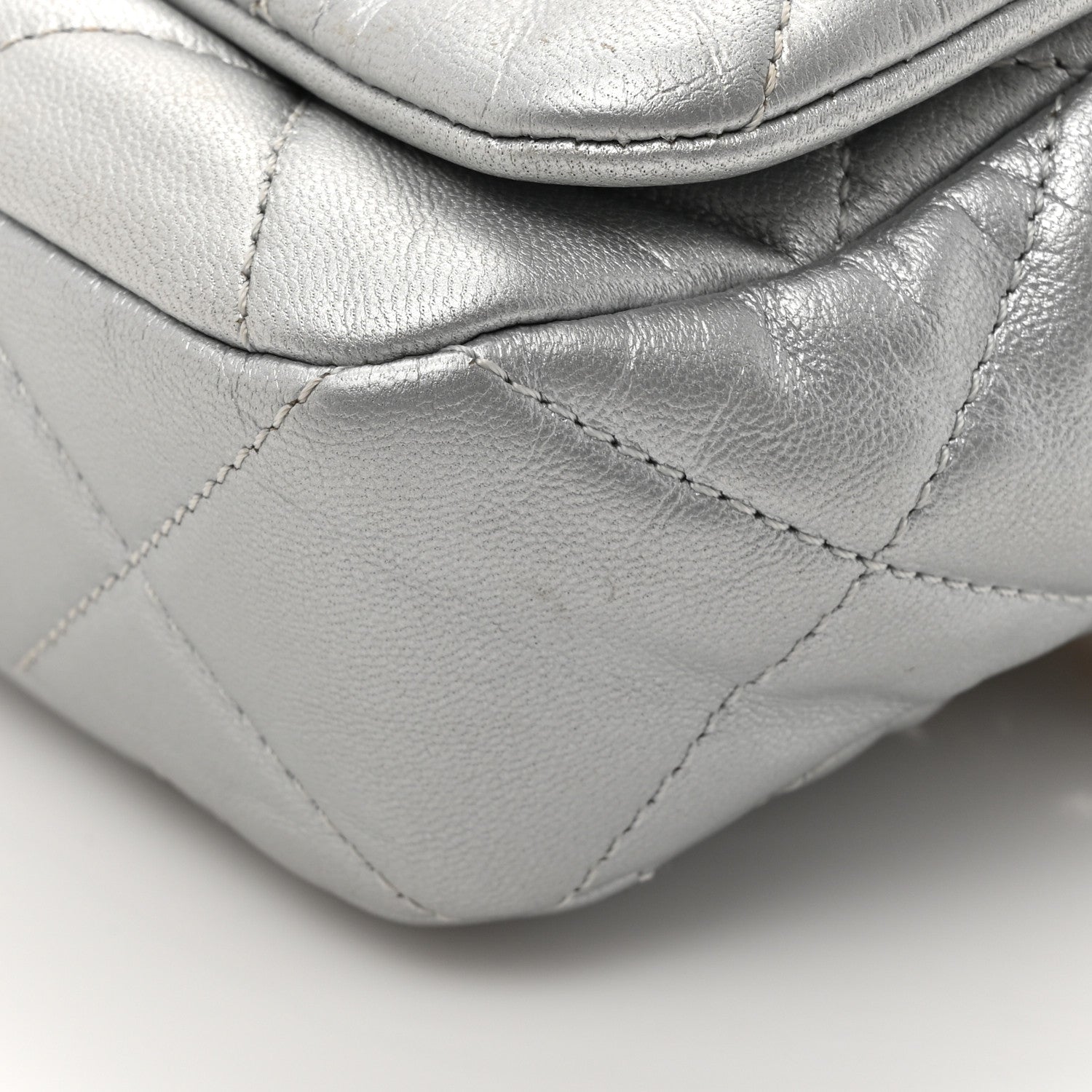 Metallic Goatskin Quilted Chanel 19 Waist Bag Silver