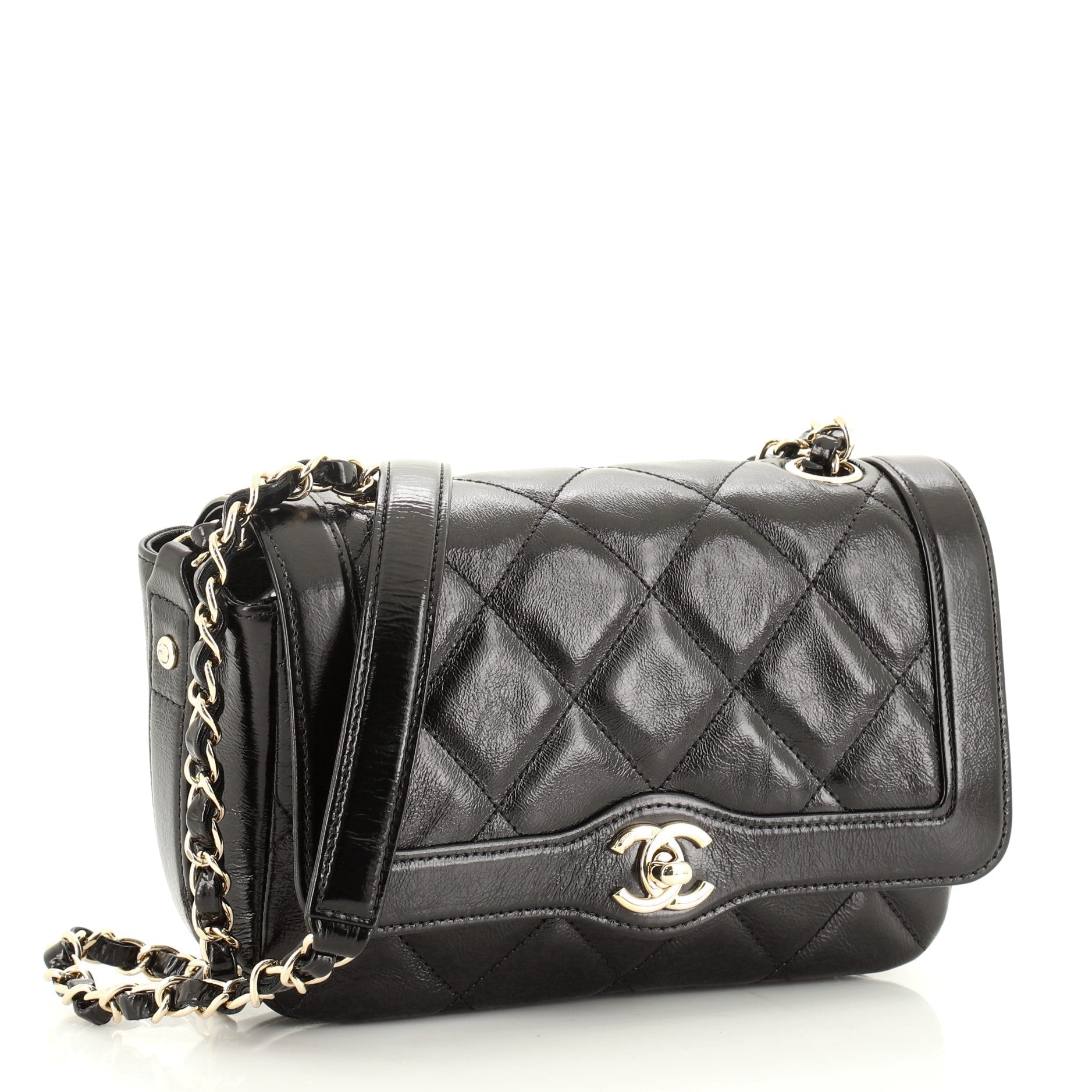 Two Tone CC Flap Bag Quilted Shiny Aged Calfskin Mini