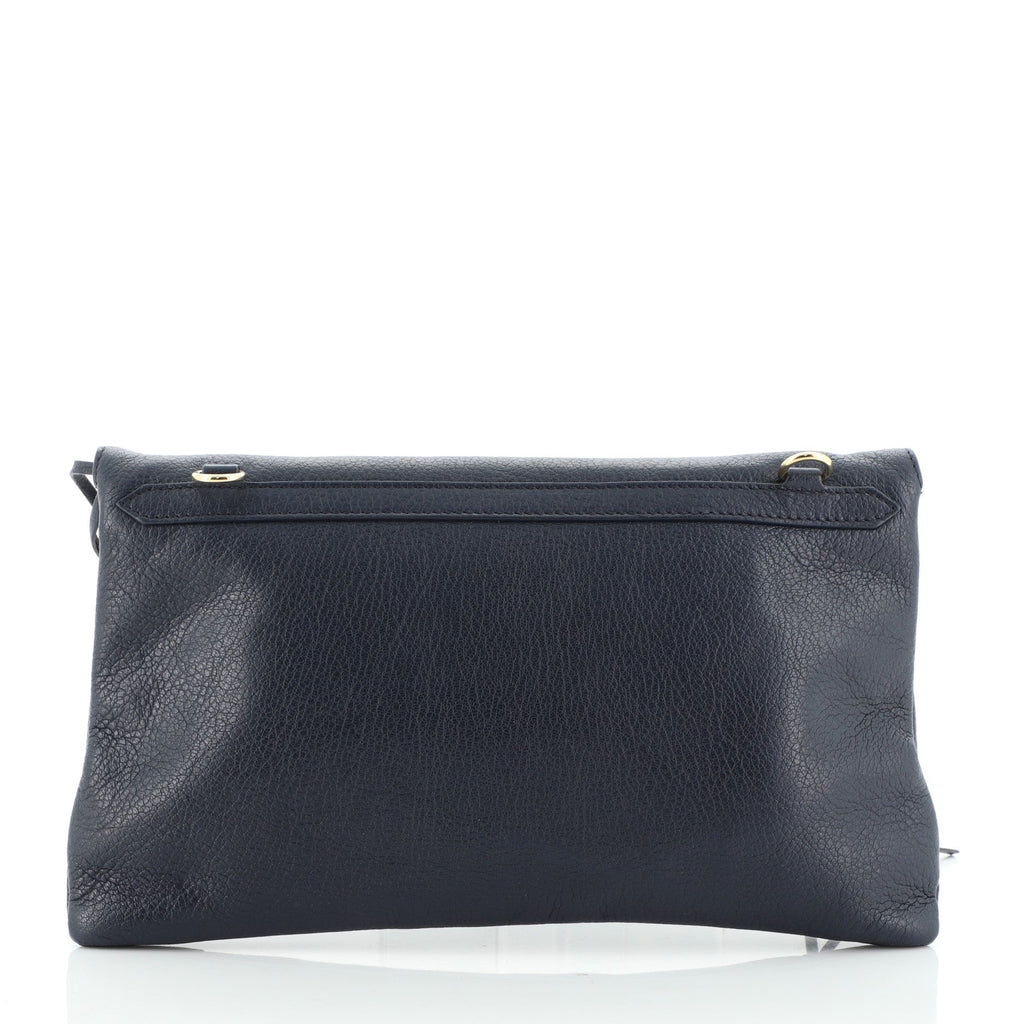 Classic Metallic Edge Envelope Strap Clutch Leather