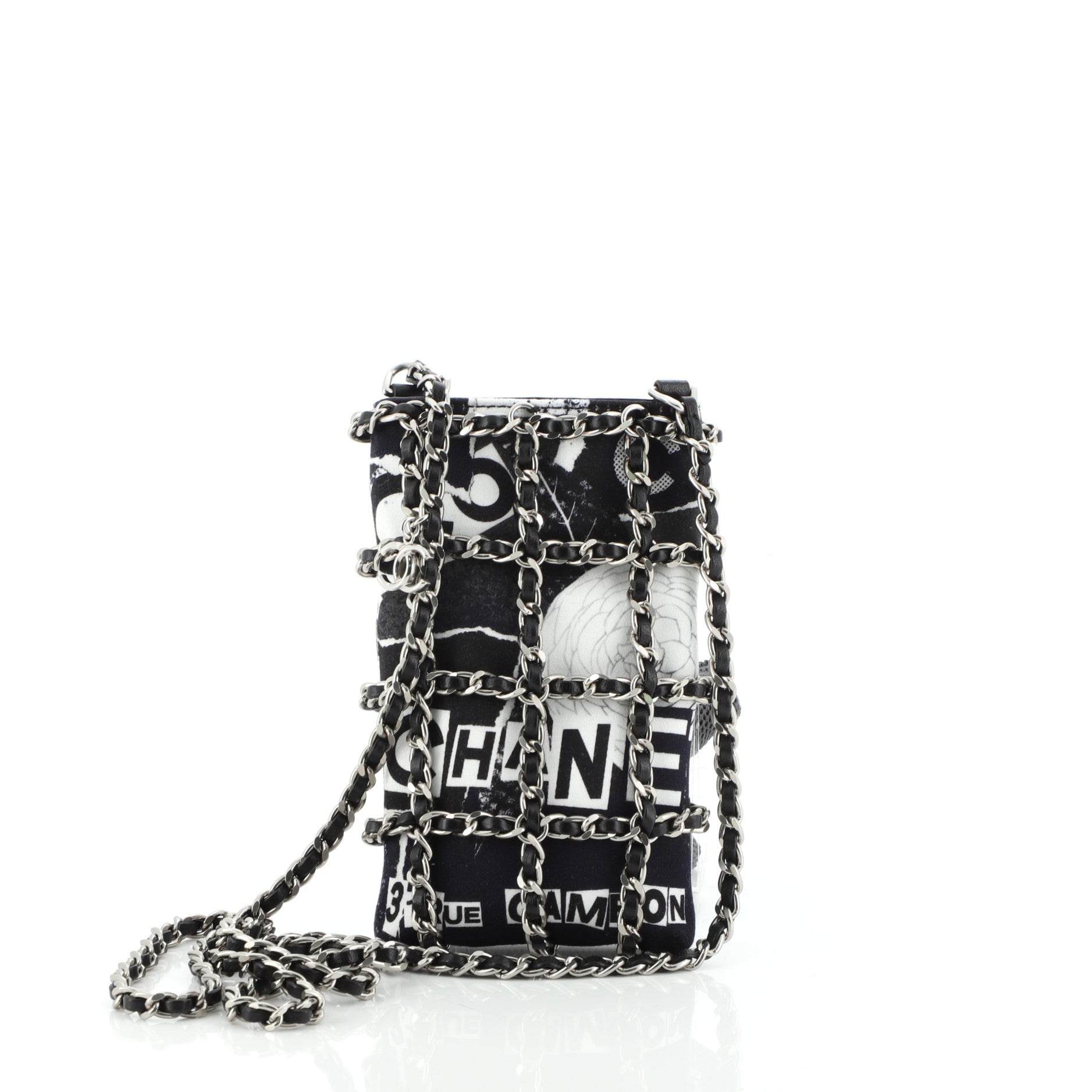 Chain Frame Phone Clutch with Chain Printed Canvas