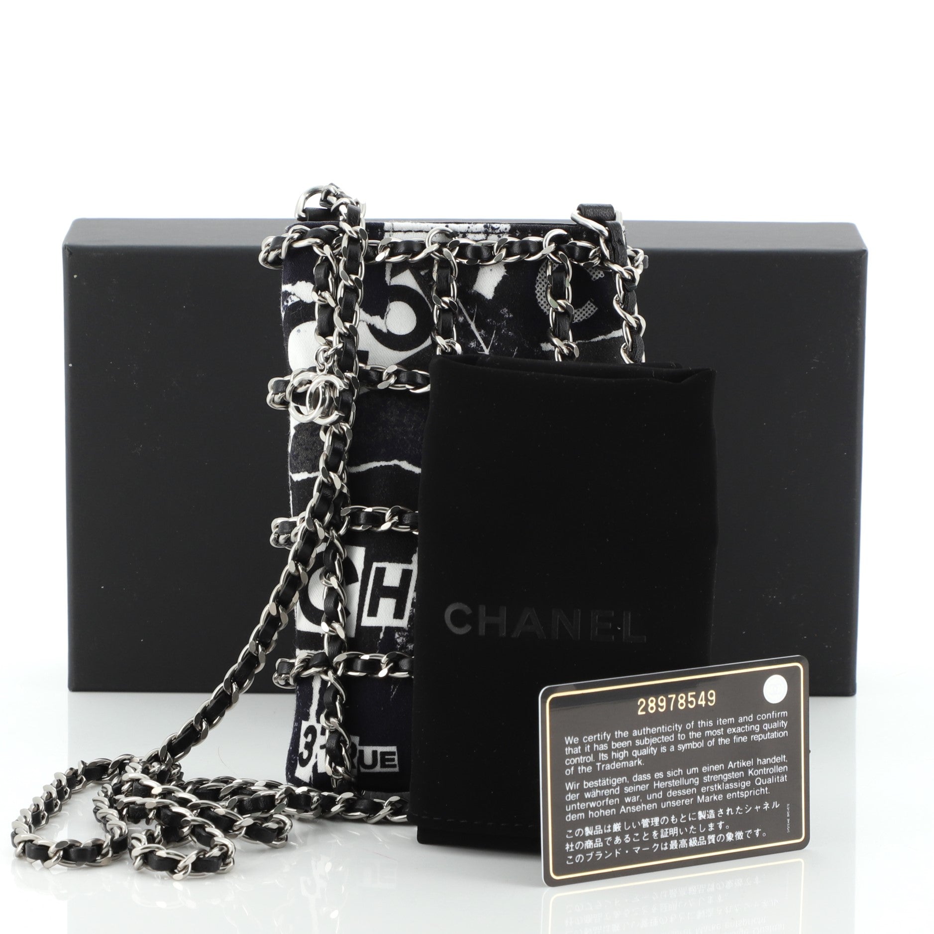Chain Frame Phone Clutch with Chain Printed Canvas