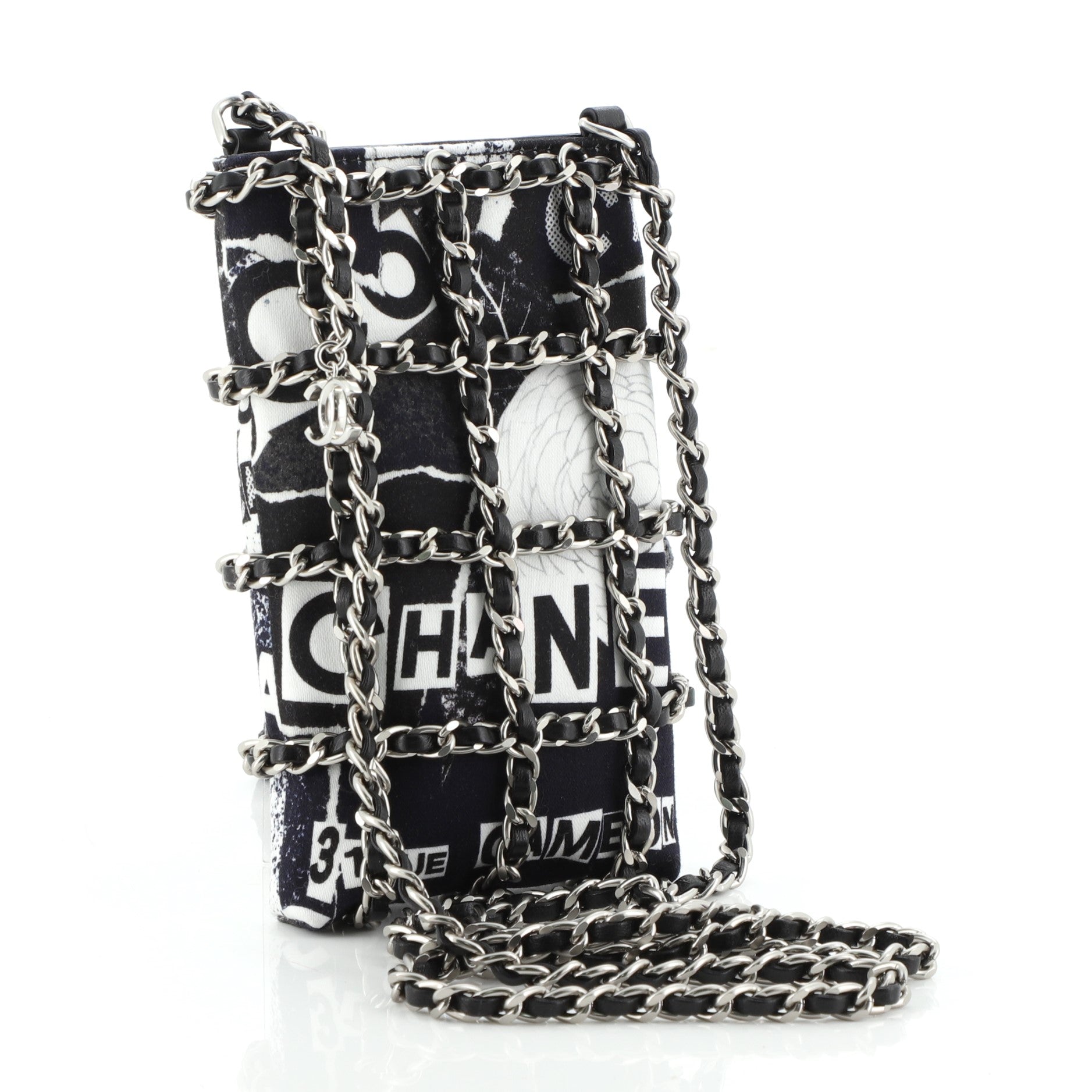 Chain Frame Phone Clutch with Chain Printed Canvas
