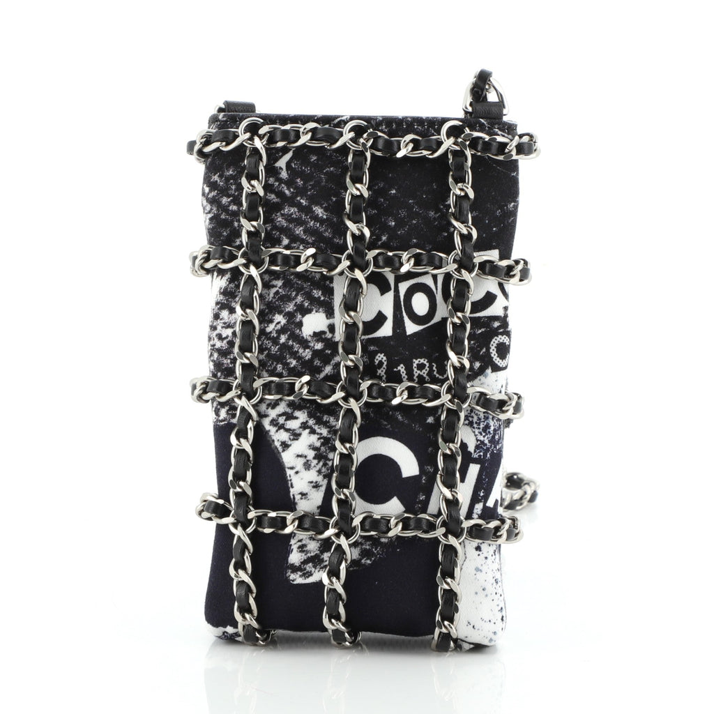 Chain Frame Phone Clutch with Chain Printed Canvas