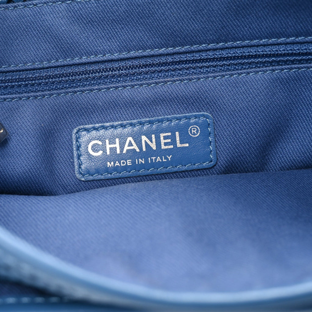 Perforated Calfskin Large Up In The Air Flap Blue