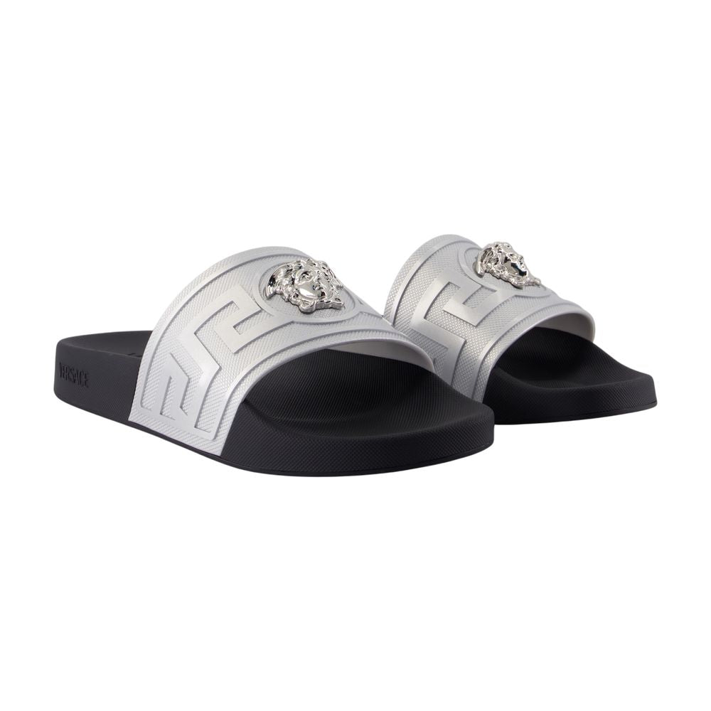 Women's Sandals - Versace - Synthetic Leather - Silver