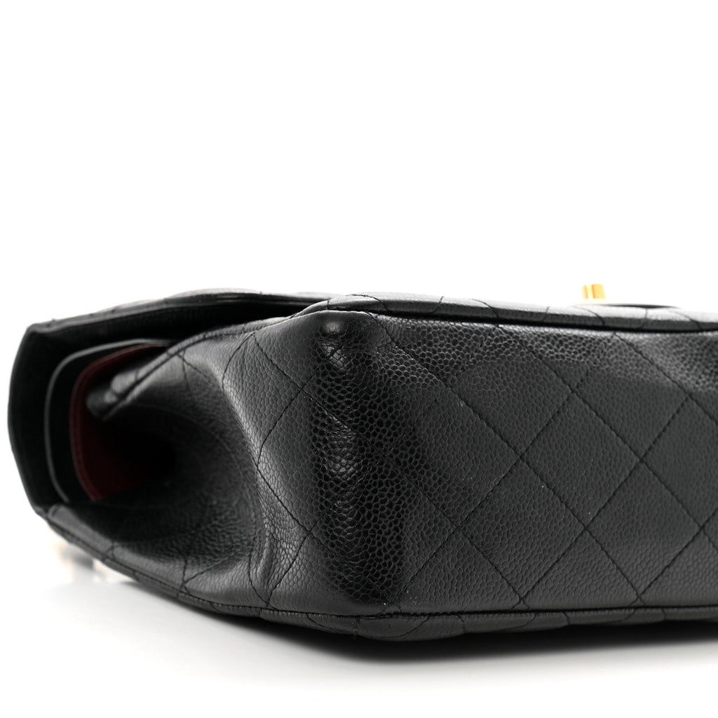 Caviar Quilted Jumbo Double Flap Black