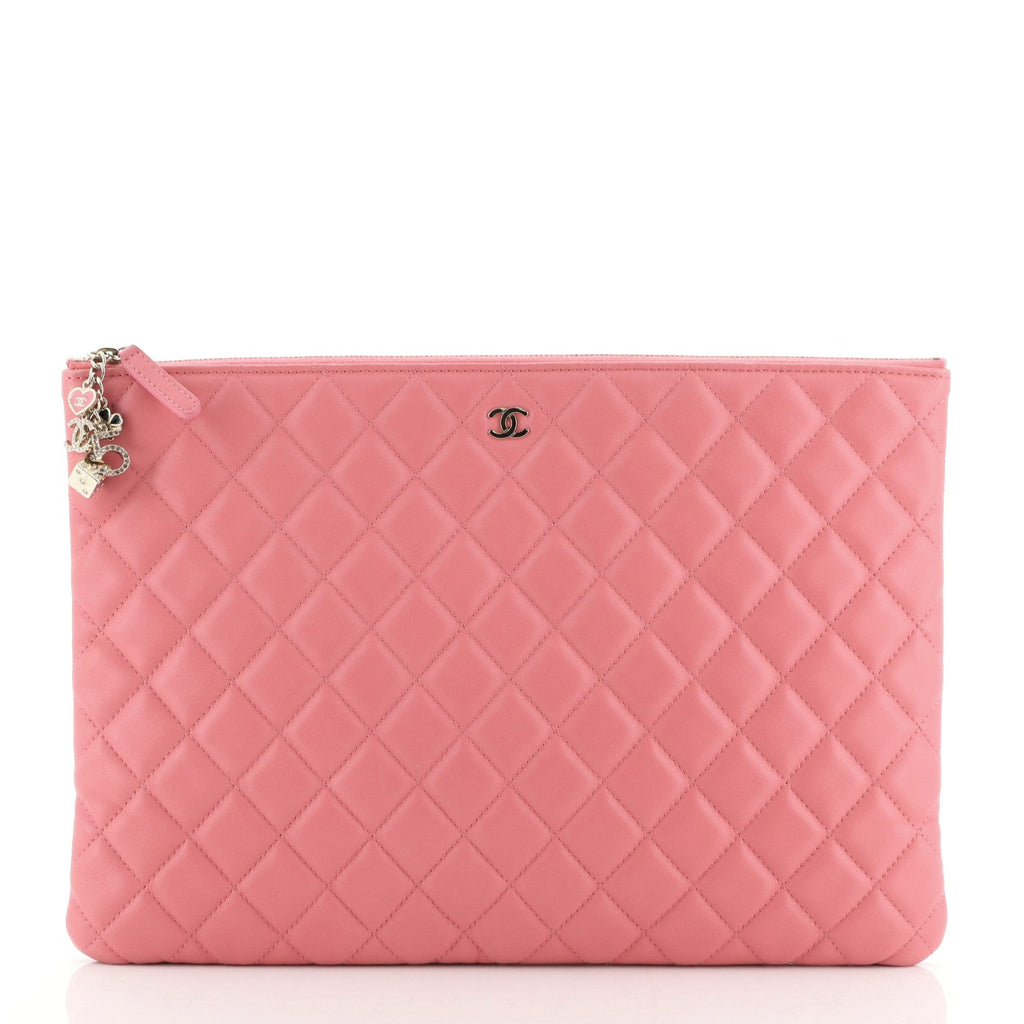 CC Casino O Case Clutch Quilted Lambskin Large