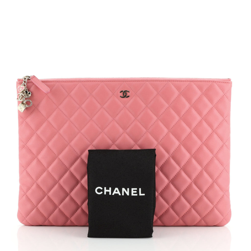 CC Casino O Case Clutch Quilted Lambskin Large