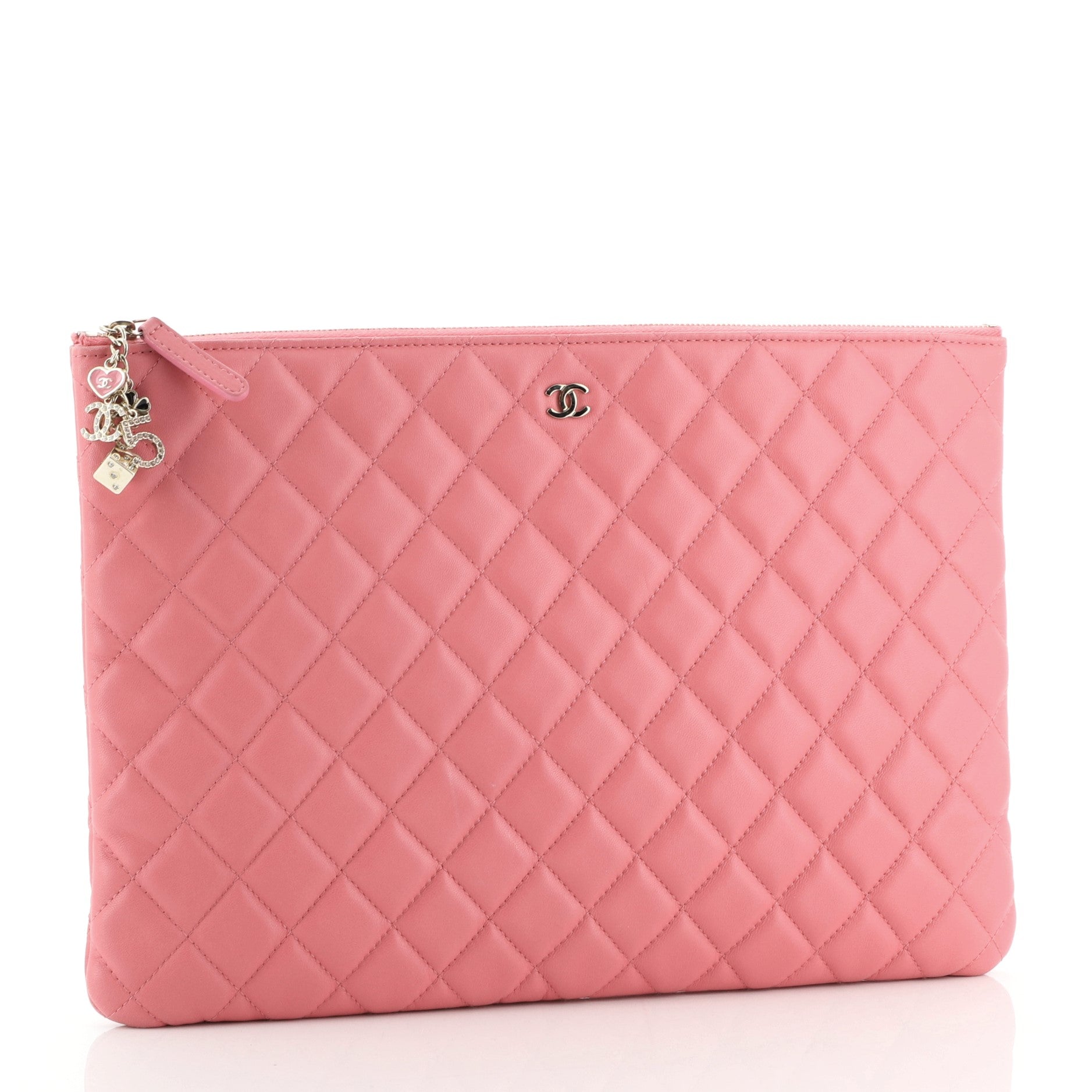 CC Casino O Case Clutch Quilted Lambskin Large