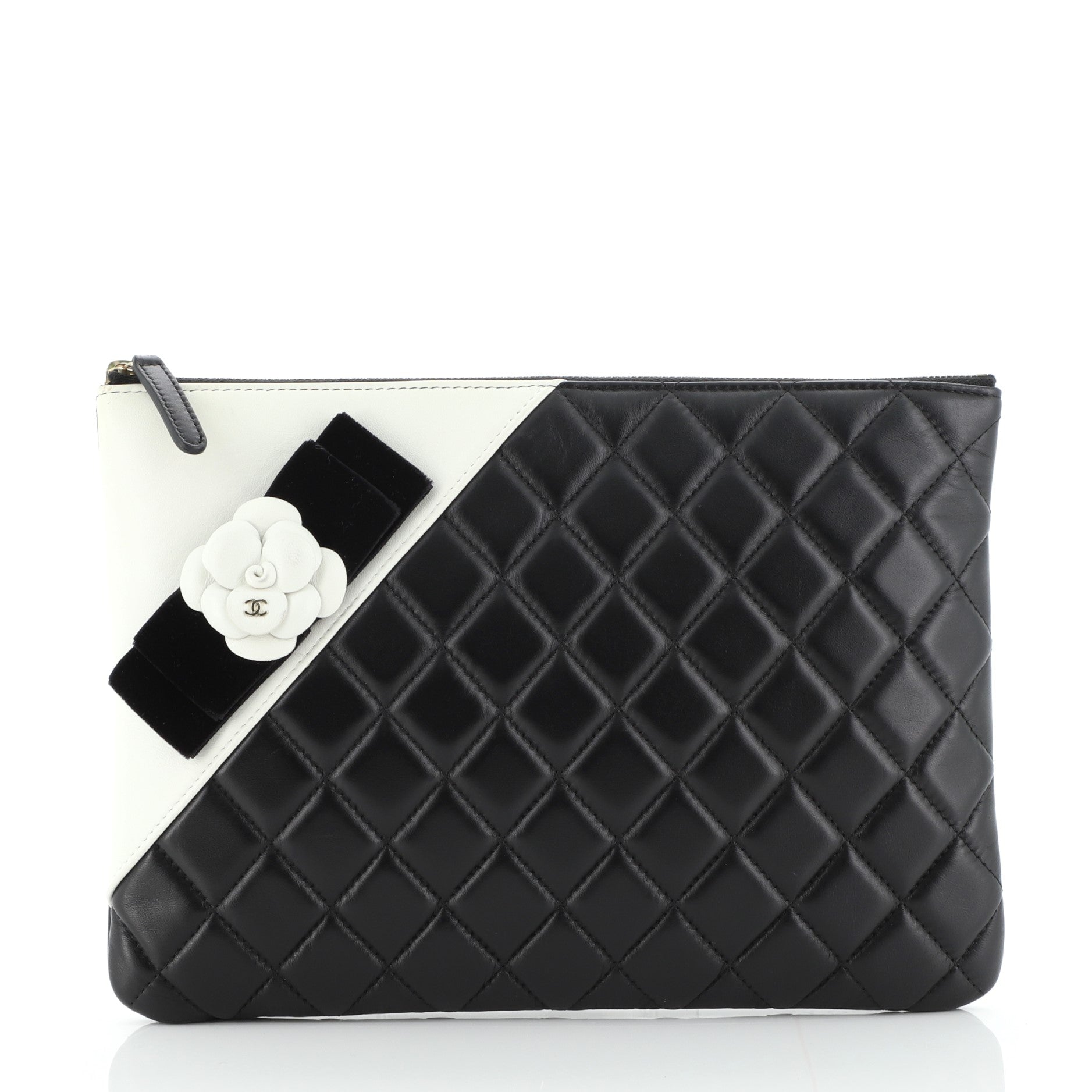 Camellia O Case Clutch Quilted Lambskin Medium