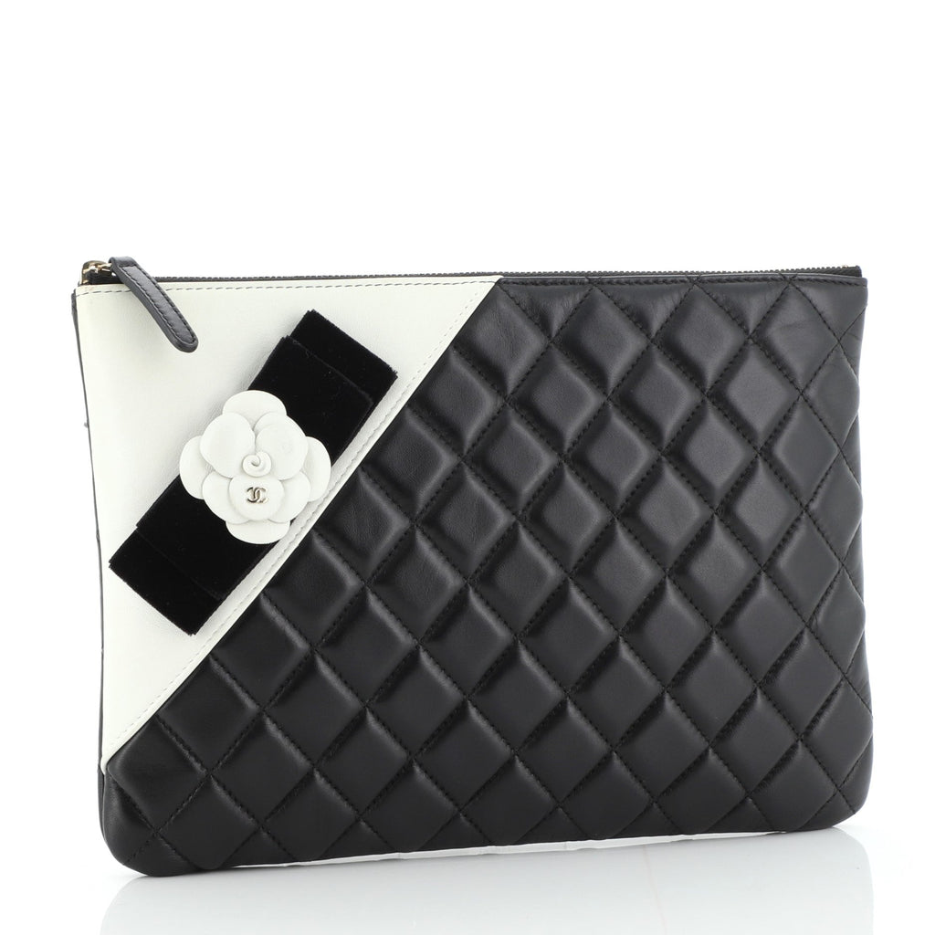 Camellia O Case Clutch Quilted Lambskin Medium