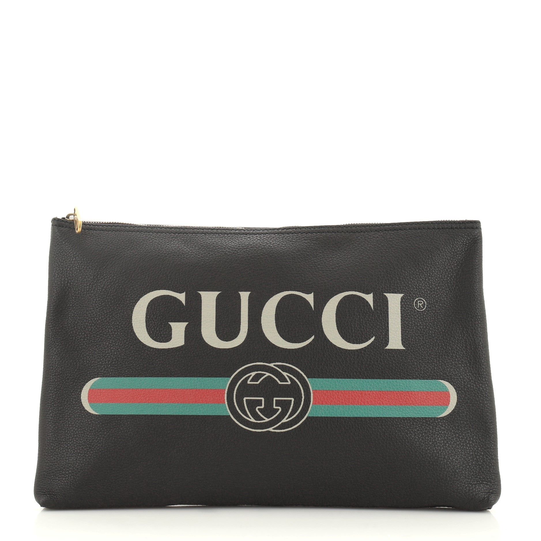 Logo Portfolio Clutch Printed Leather Large
