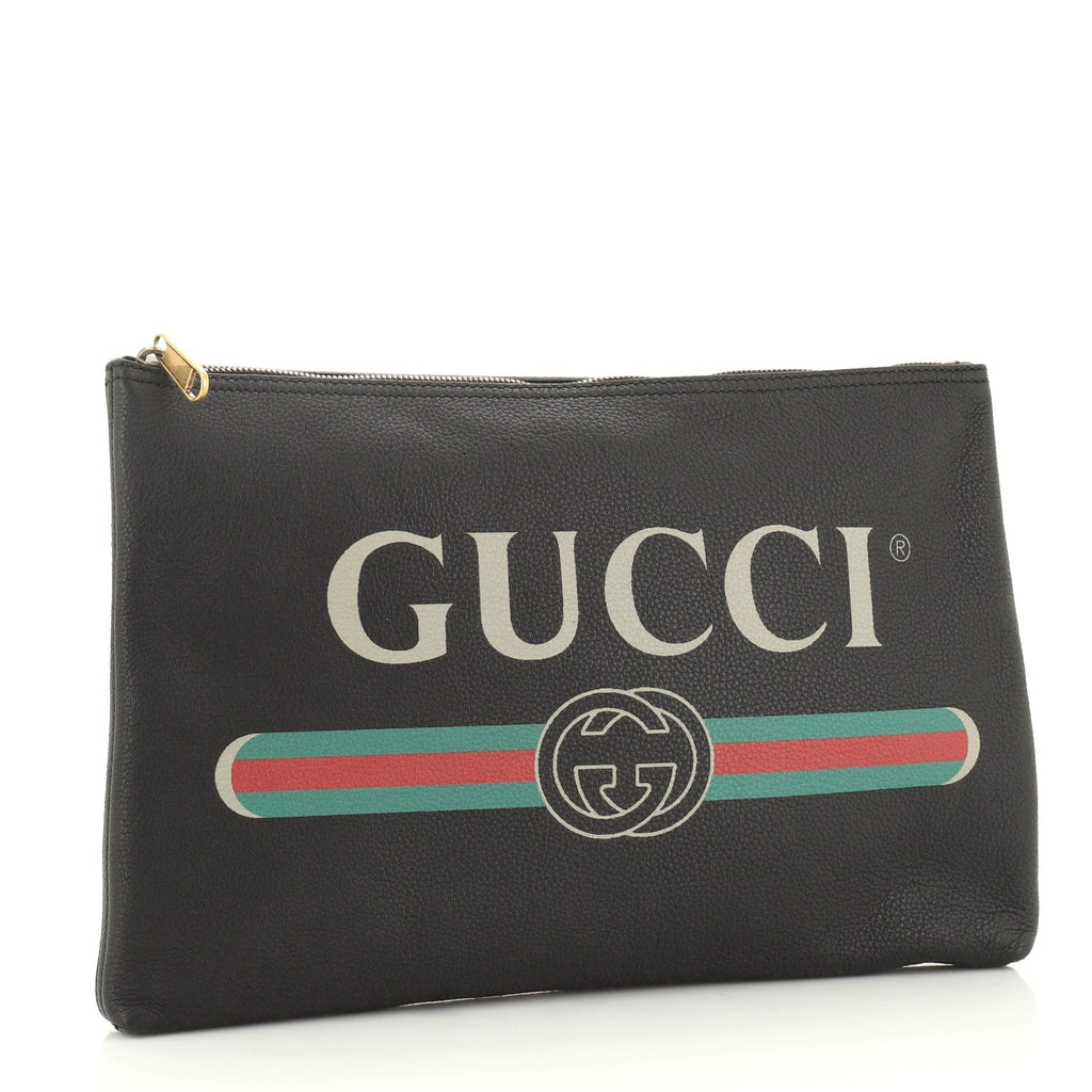 Logo Portfolio Clutch Printed Leather Large