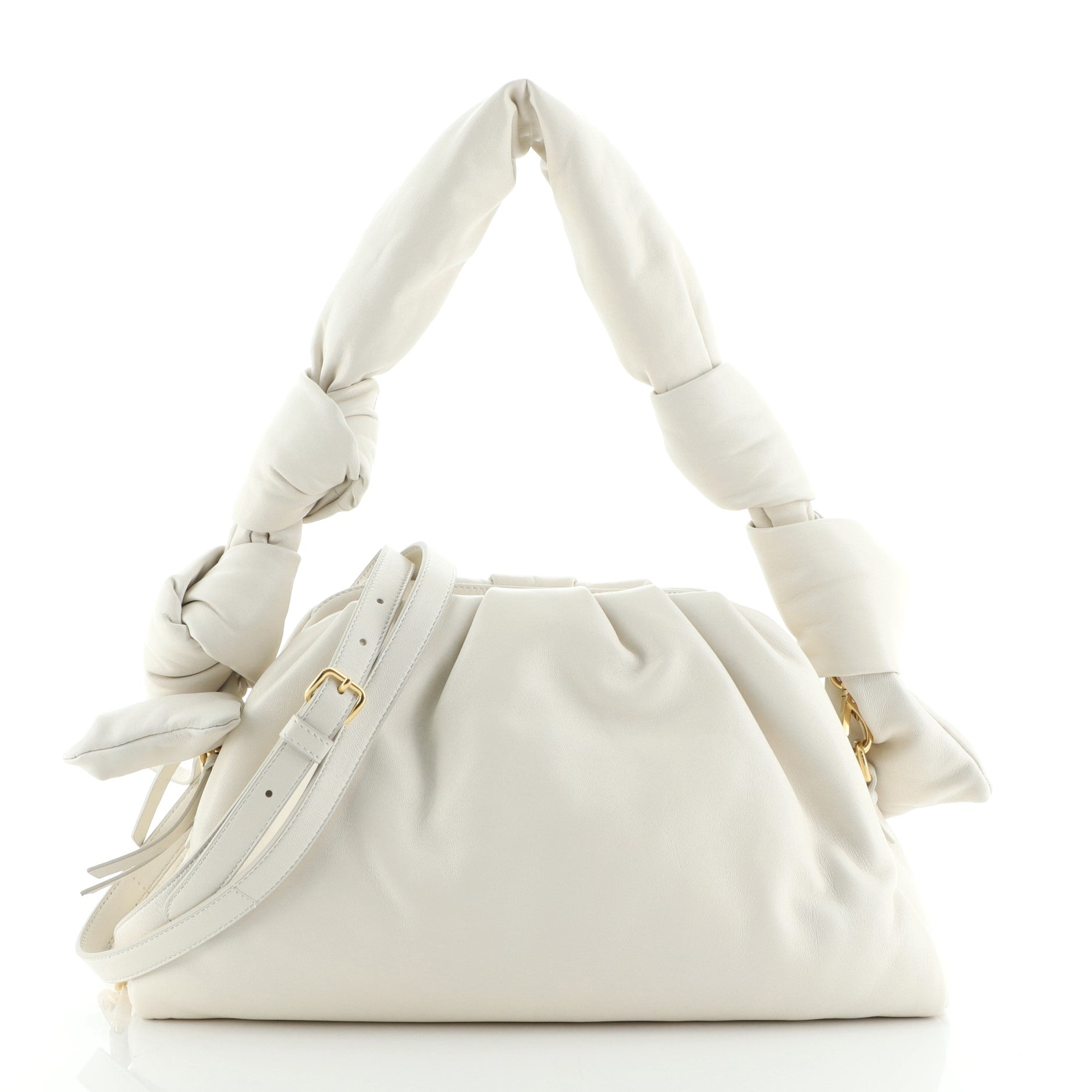 Knotted Handle Convertible Clutch Leather