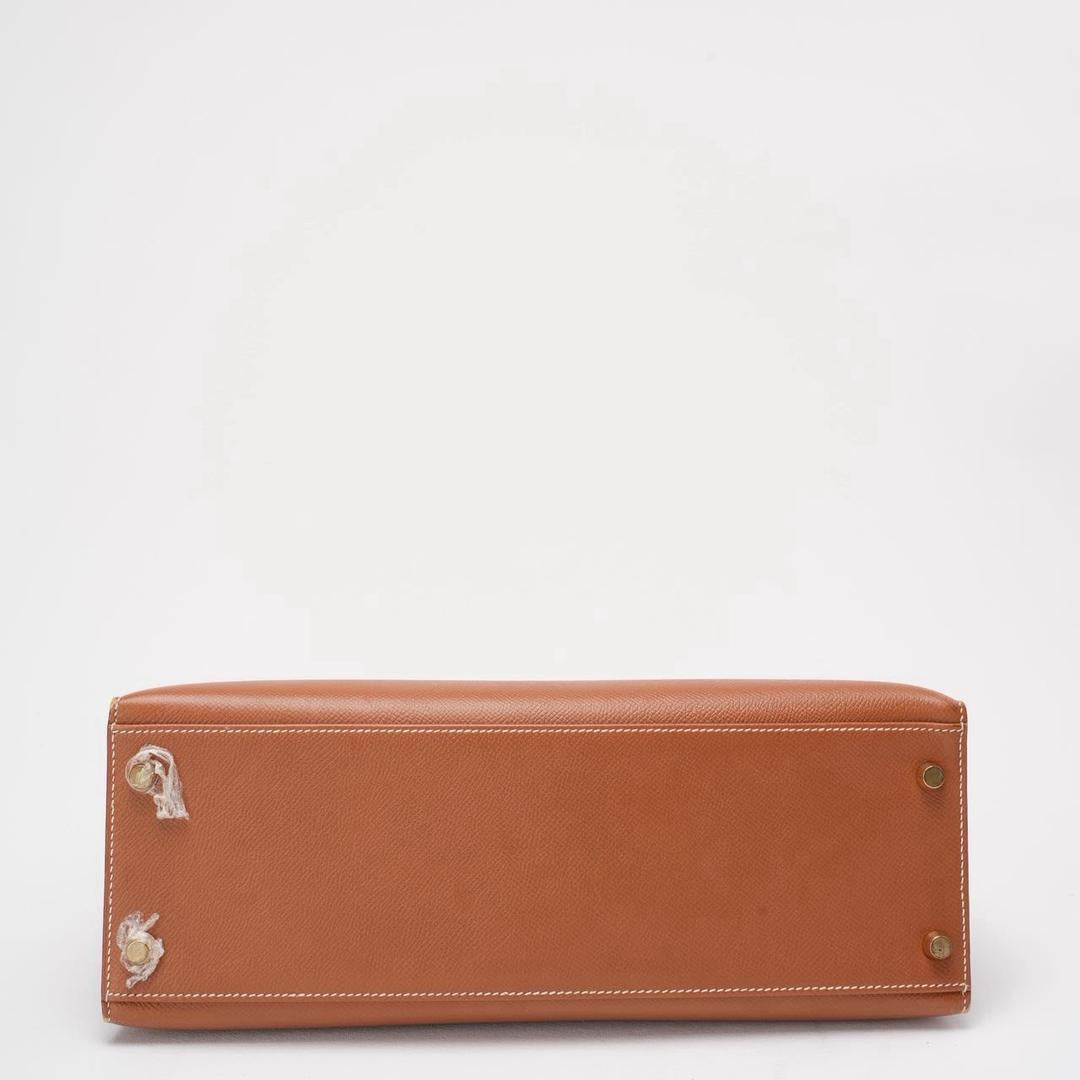 Hermès Vintage Gold Kelly Sellier 32 Epsom D Square 2000