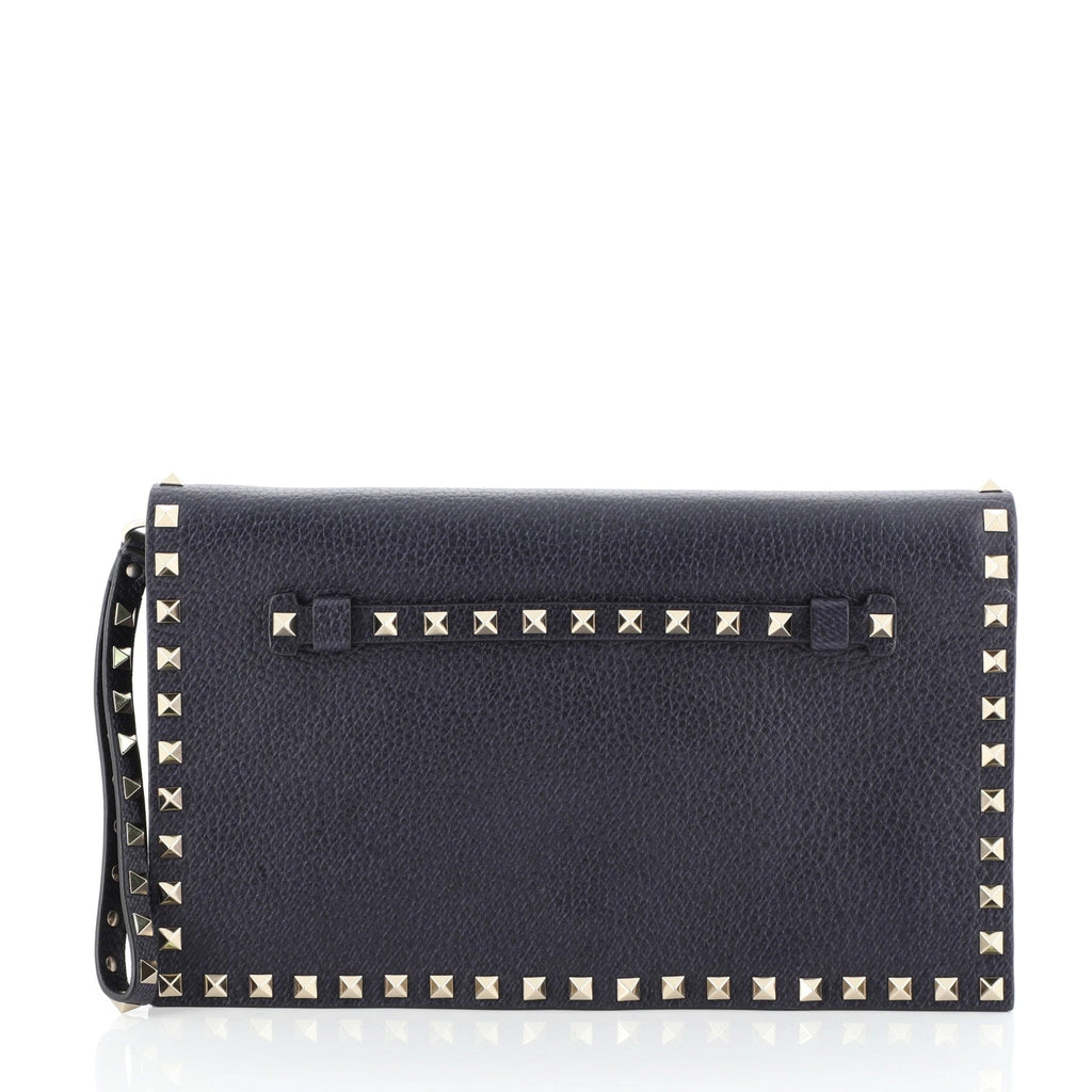 Rockstud Flap Clutch Leather