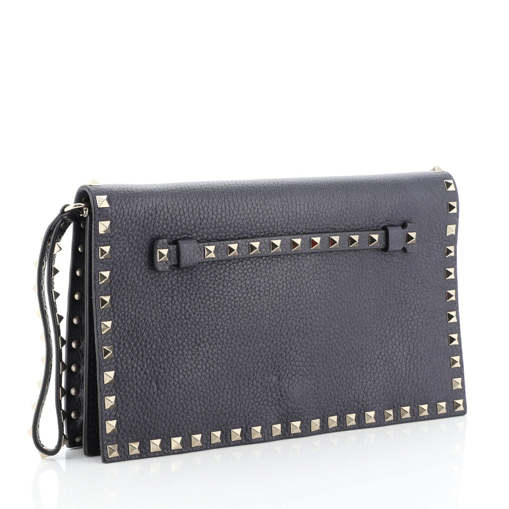 Rockstud Flap Clutch Leather