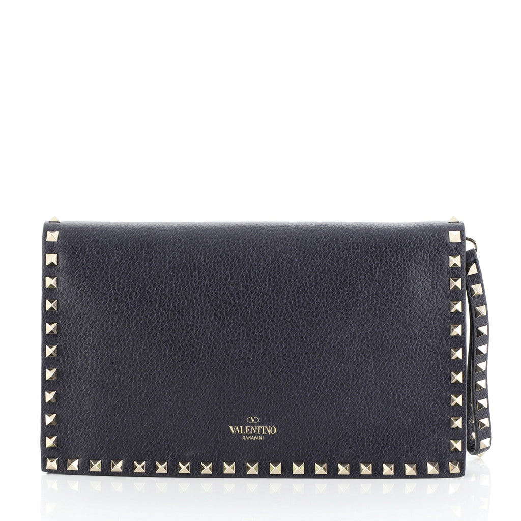 Rockstud Flap Clutch Leather