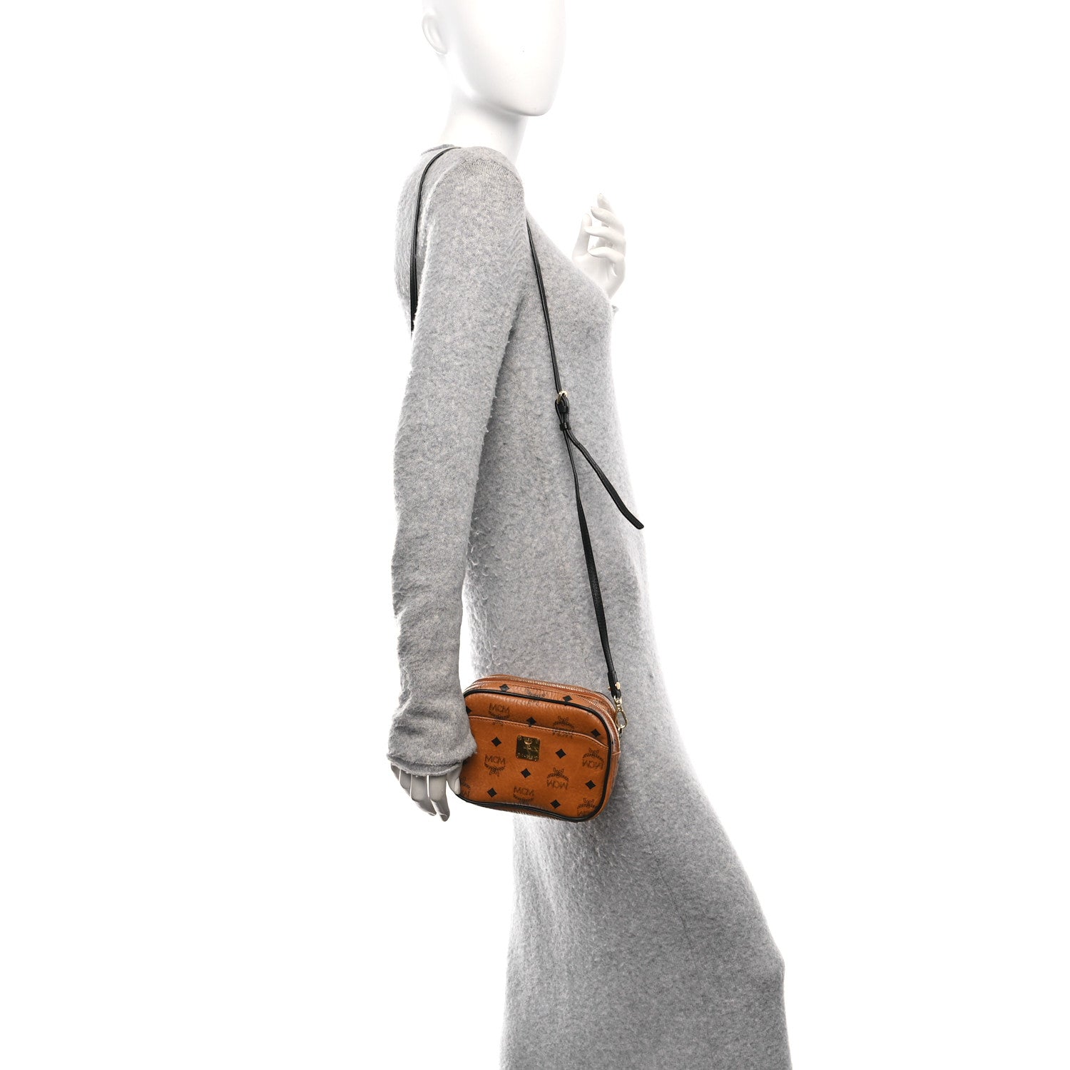 Visetos Mini Camera Crossbody Bag Cognac